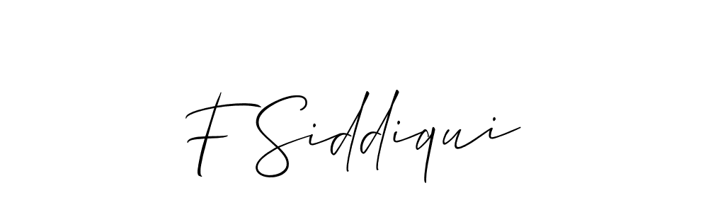 The best way (Allison_Script) to make a short signature is to pick only two or three words in your name. The name F Siddiqui include a total of six letters. For converting this name. F Siddiqui signature style 2 images and pictures png