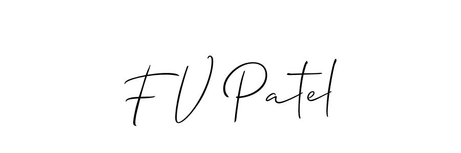 Use a signature maker to create a handwritten signature online. With this signature software, you can design (Allison_Script) your own signature for name F V Patel. F V Patel signature style 2 images and pictures png