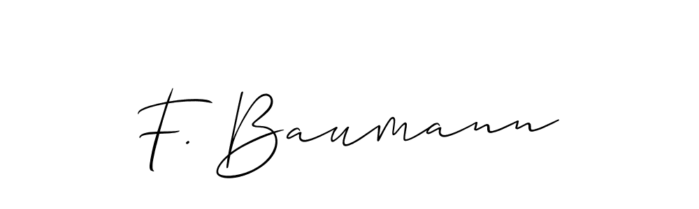 Design your own signature with our free online signature maker. With this signature software, you can create a handwritten (Allison_Script) signature for name F. Baumann. F. Baumann signature style 2 images and pictures png