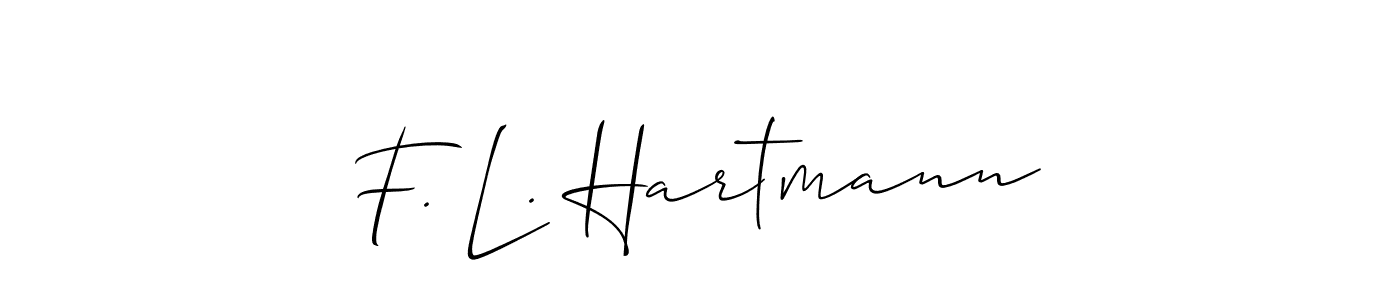 Also You can easily find your signature by using the search form. We will create F. L. Hartmann name handwritten signature images for you free of cost using Allison_Script sign style. F. L. Hartmann signature style 2 images and pictures png