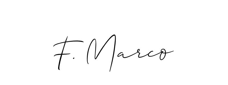 Check out images of Autograph of F. Marco name. Actor F. Marco Signature Style. Allison_Script is a professional sign style online. F. Marco signature style 2 images and pictures png