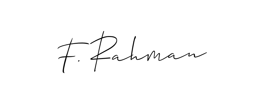 Make a beautiful signature design for name F. Rahman. With this signature (Allison_Script) style, you can create a handwritten signature for free. F. Rahman signature style 2 images and pictures png