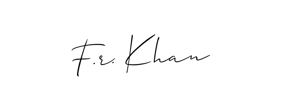 Use a signature maker to create a handwritten signature online. With this signature software, you can design (Allison_Script) your own signature for name F.r. Khan. F.r. Khan signature style 2 images and pictures png