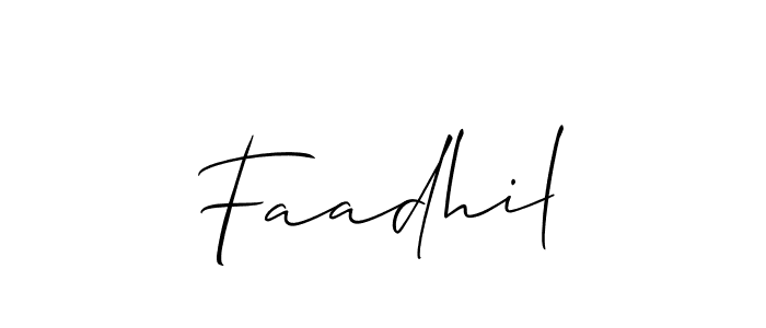 Design your own signature with our free online signature maker. With this signature software, you can create a handwritten (Allison_Script) signature for name Faadhil. Faadhil signature style 2 images and pictures png