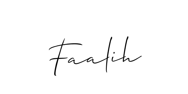 Design your own signature with our free online signature maker. With this signature software, you can create a handwritten (Allison_Script) signature for name Faalih. Faalih signature style 2 images and pictures png