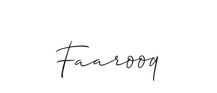 Design your own signature with our free online signature maker. With this signature software, you can create a handwritten (Allison_Script) signature for name Faarooq. Faarooq signature style 2 images and pictures png