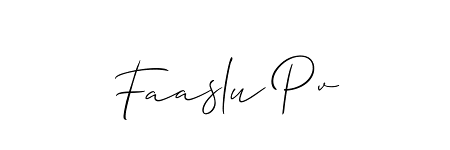 How to make Faaslu Pv signature? Allison_Script is a professional autograph style. Create handwritten signature for Faaslu Pv name. Faaslu Pv signature style 2 images and pictures png
