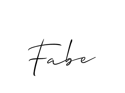 Use a signature maker to create a handwritten signature online. With this signature software, you can design (Allison_Script) your own signature for name Fabe. Fabe signature style 2 images and pictures png