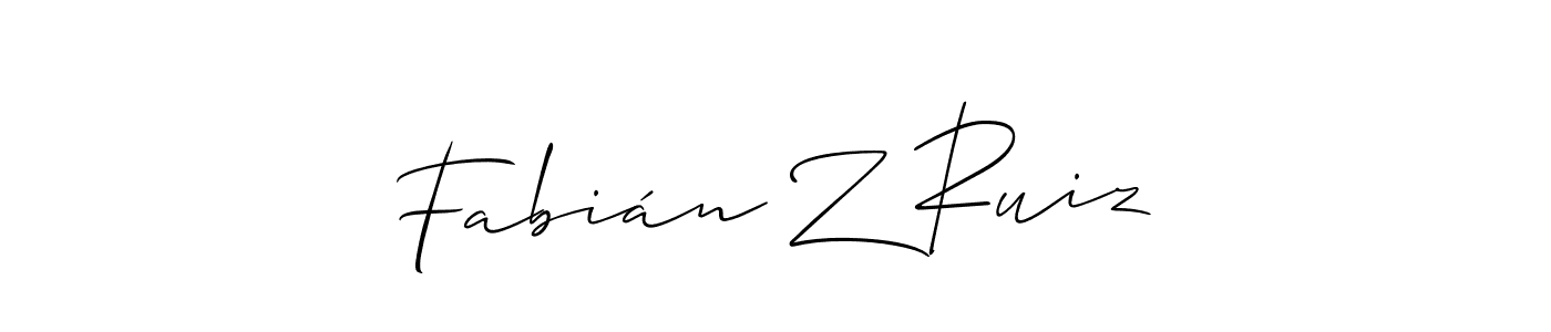 The best way (Allison_Script) to make a short signature is to pick only two or three words in your name. The name Fabián Z Ruiz include a total of six letters. For converting this name. Fabián Z Ruiz signature style 2 images and pictures png