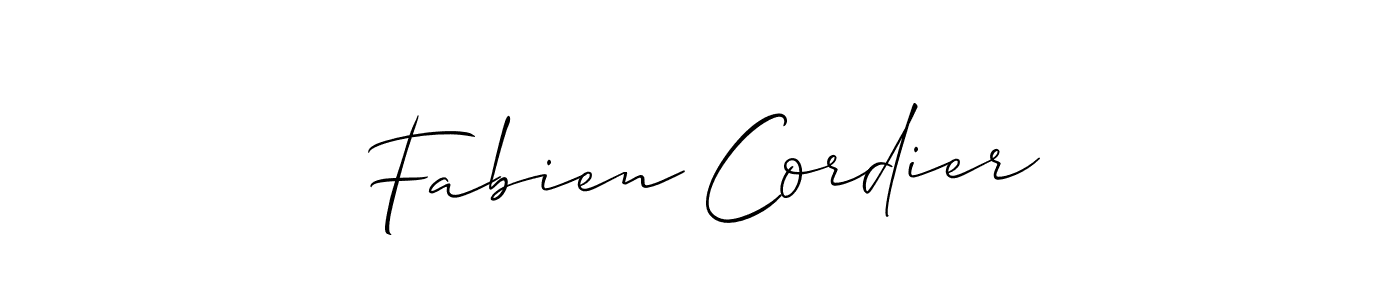 The best way (Allison_Script) to make a short signature is to pick only two or three words in your name. The name Fabien Cordier include a total of six letters. For converting this name. Fabien Cordier signature style 2 images and pictures png