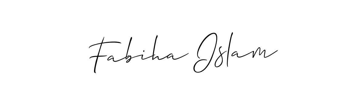 The best way (Allison_Script) to make a short signature is to pick only two or three words in your name. The name Fabiha Islam include a total of six letters. For converting this name. Fabiha Islam signature style 2 images and pictures png
