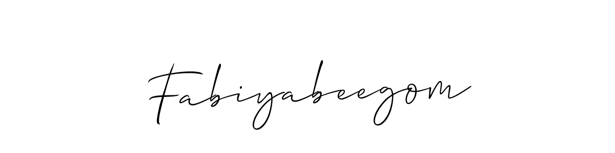 Similarly Allison_Script is the best handwritten signature design. Signature creator online .You can use it as an online autograph creator for name Fabiyabeegom. Fabiyabeegom signature style 2 images and pictures png