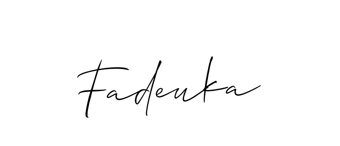 How to make Fadeuka name signature. Use Allison_Script style for creating short signs online. This is the latest handwritten sign. Fadeuka signature style 2 images and pictures png