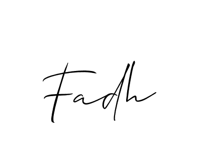 Use a signature maker to create a handwritten signature online. With this signature software, you can design (Allison_Script) your own signature for name Fadh. Fadh signature style 2 images and pictures png