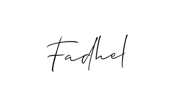 Make a beautiful signature design for name Fadhel. With this signature (Allison_Script) style, you can create a handwritten signature for free. Fadhel signature style 2 images and pictures png