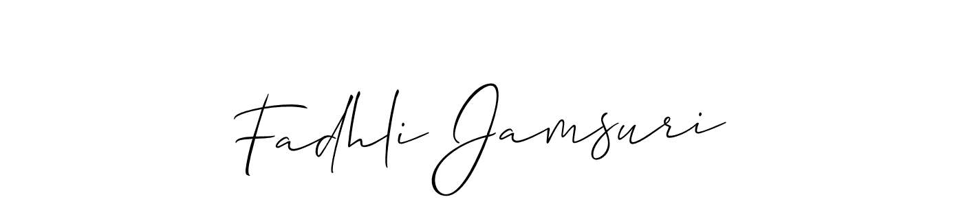 Make a short Fadhli Jamsuri signature style. Manage your documents anywhere anytime using Allison_Script. Create and add eSignatures, submit forms, share and send files easily. Fadhli Jamsuri signature style 2 images and pictures png