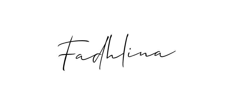 Create a beautiful signature design for name Fadhlina. With this signature (Allison_Script) fonts, you can make a handwritten signature for free. Fadhlina signature style 2 images and pictures png