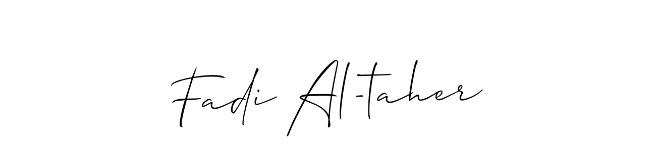 Also You can easily find your signature by using the search form. We will create Fadi Al-taher name handwritten signature images for you free of cost using Allison_Script sign style. Fadi Al-taher signature style 2 images and pictures png