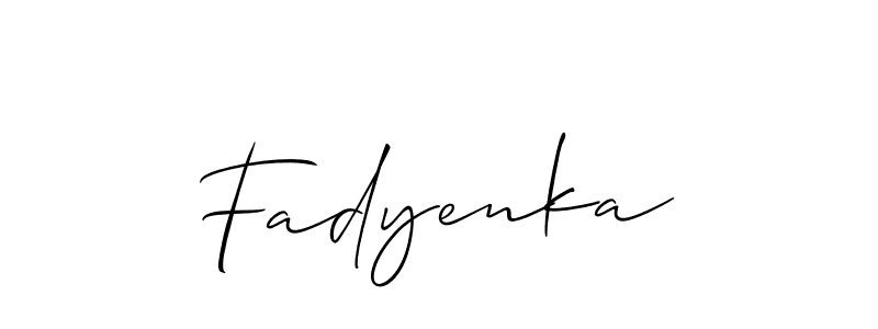 if you are searching for the best signature style for your name Fadyenka. so please give up your signature search. here we have designed multiple signature styles  using Allison_Script. Fadyenka signature style 2 images and pictures png