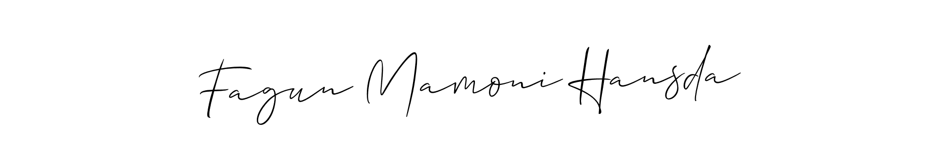 How to make Fagun Mamoni Hansda name signature. Use Allison_Script style for creating short signs online. This is the latest handwritten sign. Fagun Mamoni Hansda signature style 2 images and pictures png