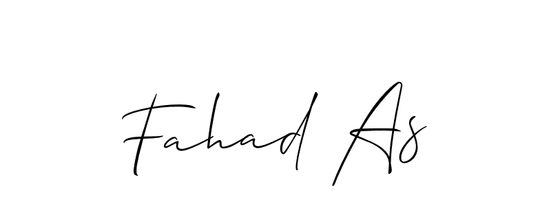 The best way (Allison_Script) to make a short signature is to pick only two or three words in your name. The name Fahad As include a total of six letters. For converting this name. Fahad As signature style 2 images and pictures png