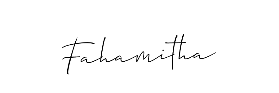 Allison_Script is a professional signature style that is perfect for those who want to add a touch of class to their signature. It is also a great choice for those who want to make their signature more unique. Get Fahamitha name to fancy signature for free. Fahamitha signature style 2 images and pictures png