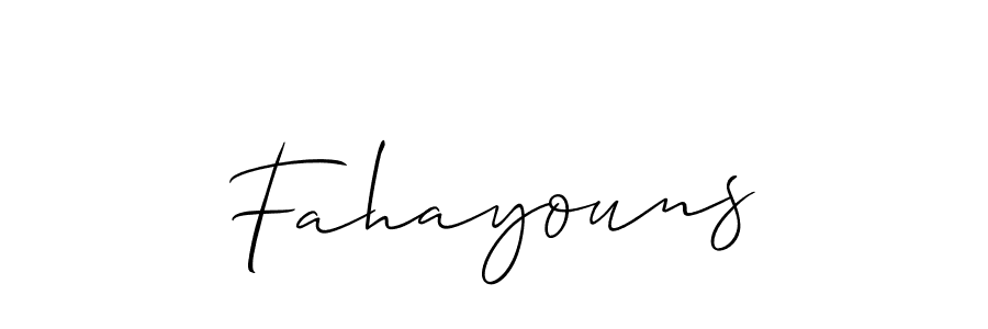 Create a beautiful signature design for name Fahayouns. With this signature (Allison_Script) fonts, you can make a handwritten signature for free. Fahayouns signature style 2 images and pictures png