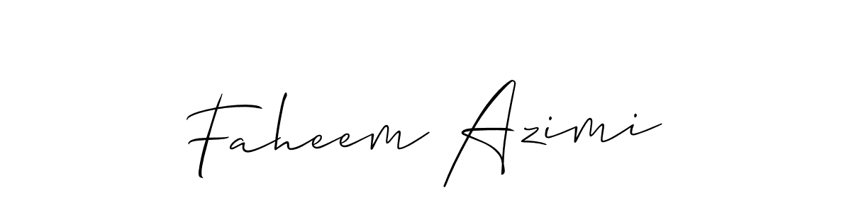 Make a short Faheem Azimi signature style. Manage your documents anywhere anytime using Allison_Script. Create and add eSignatures, submit forms, share and send files easily. Faheem Azimi signature style 2 images and pictures png