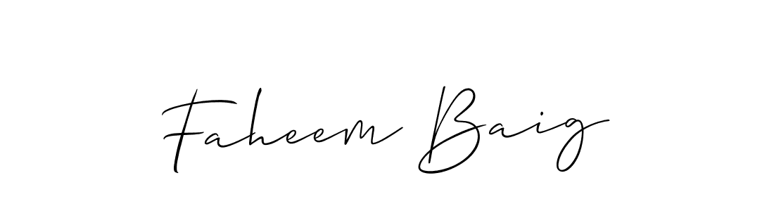 The best way (Allison_Script) to make a short signature is to pick only two or three words in your name. The name Faheem Baig include a total of six letters. For converting this name. Faheem Baig signature style 2 images and pictures png