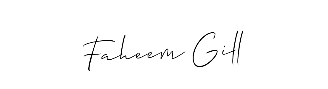It looks lik you need a new signature style for name Faheem Gill. Design unique handwritten (Allison_Script) signature with our free signature maker in just a few clicks. Faheem Gill signature style 2 images and pictures png