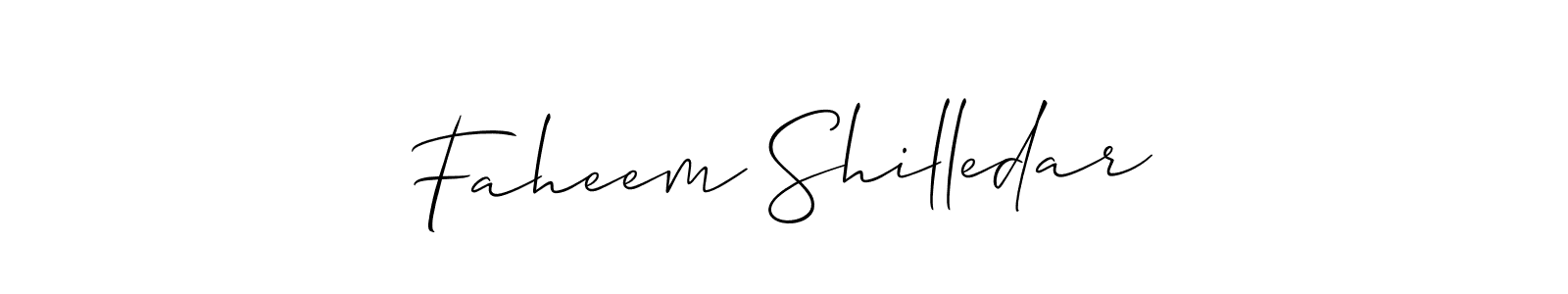 How to make Faheem Shilledar name signature. Use Allison_Script style for creating short signs online. This is the latest handwritten sign. Faheem Shilledar signature style 2 images and pictures png