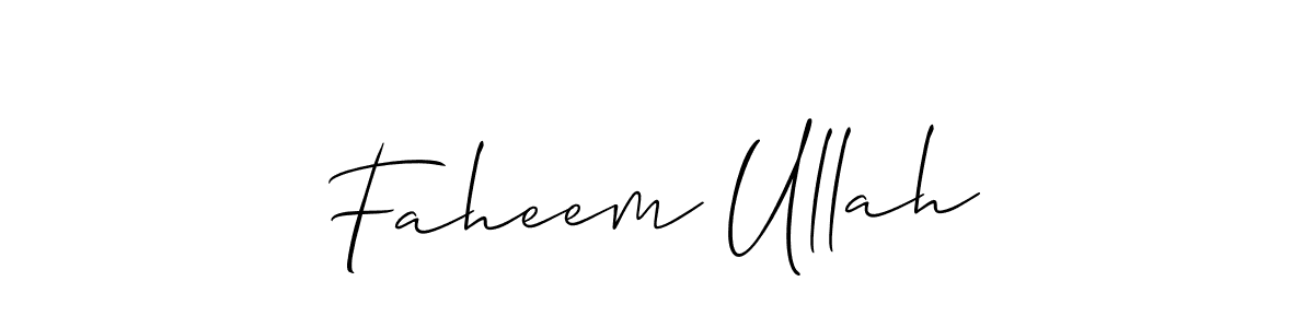 Make a beautiful signature design for name Faheem Ullah. With this signature (Allison_Script) style, you can create a handwritten signature for free. Faheem Ullah signature style 2 images and pictures png