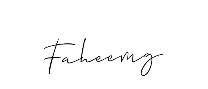 Use a signature maker to create a handwritten signature online. With this signature software, you can design (Allison_Script) your own signature for name Faheemg. Faheemg signature style 2 images and pictures png