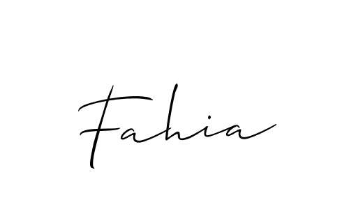 Use a signature maker to create a handwritten signature online. With this signature software, you can design (Allison_Script) your own signature for name Fahia. Fahia signature style 2 images and pictures png