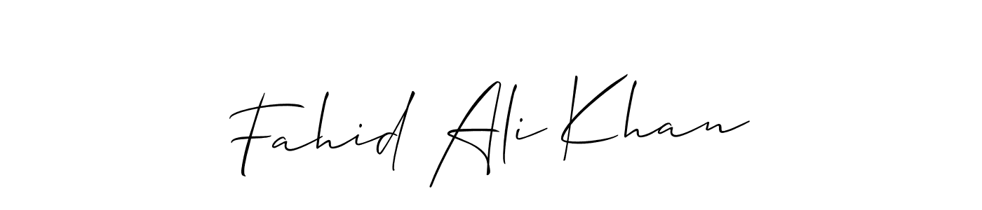 Use a signature maker to create a handwritten signature online. With this signature software, you can design (Allison_Script) your own signature for name Fahid Ali Khan. Fahid Ali Khan signature style 2 images and pictures png