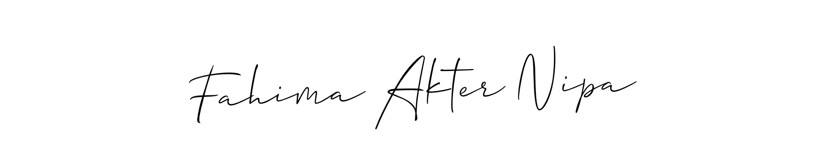 Make a short Fahima Akter Nipa signature style. Manage your documents anywhere anytime using Allison_Script. Create and add eSignatures, submit forms, share and send files easily. Fahima Akter Nipa signature style 2 images and pictures png
