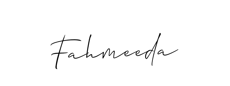 if you are searching for the best signature style for your name Fahmeeda. so please give up your signature search. here we have designed multiple signature styles  using Allison_Script. Fahmeeda signature style 2 images and pictures png