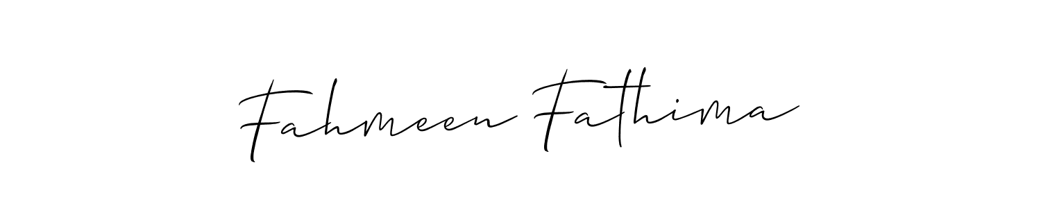 How to make Fahmeen Fathima name signature. Use Allison_Script style for creating short signs online. This is the latest handwritten sign. Fahmeen Fathima signature style 2 images and pictures png