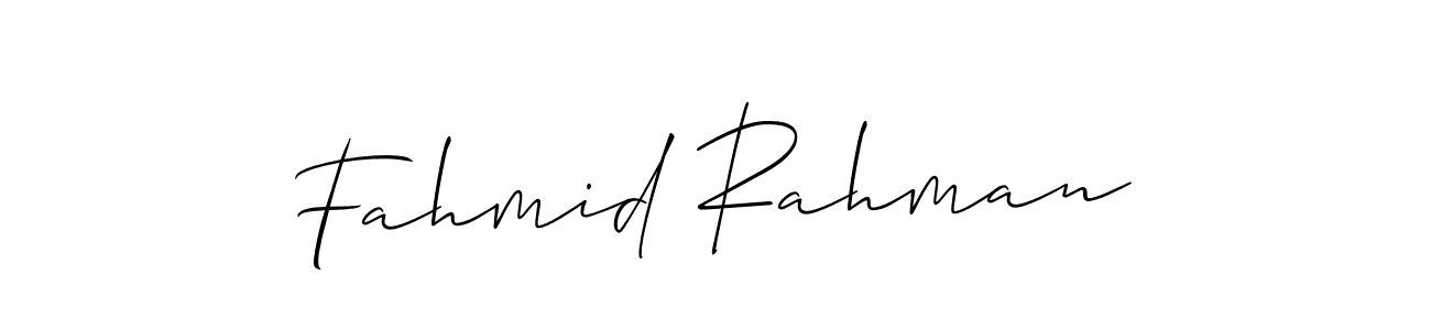 How to make Fahmid Rahman name signature. Use Allison_Script style for creating short signs online. This is the latest handwritten sign. Fahmid Rahman signature style 2 images and pictures png