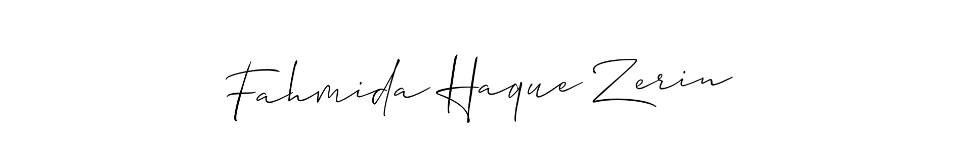 Create a beautiful signature design for name Fahmida Haque Zerin. With this signature (Allison_Script) fonts, you can make a handwritten signature for free. Fahmida Haque Zerin signature style 2 images and pictures png