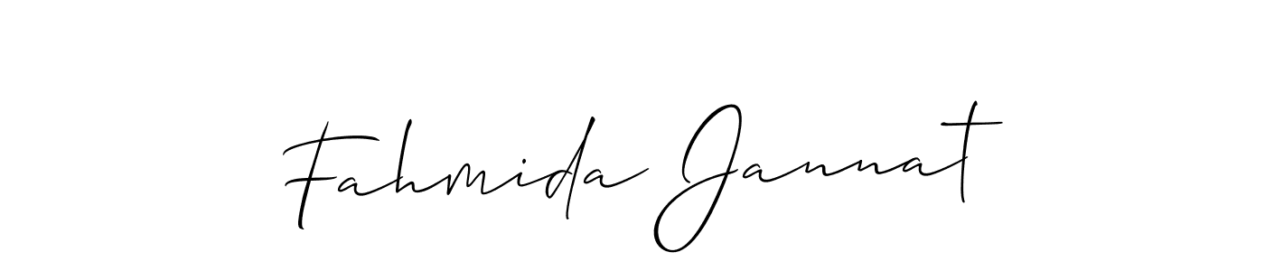 Also we have Fahmida Jannat name is the best signature style. Create professional handwritten signature collection using Allison_Script autograph style. Fahmida Jannat signature style 2 images and pictures png