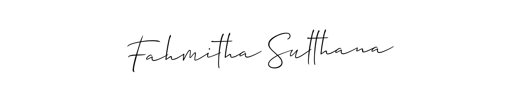 Create a beautiful signature design for name Fahmitha Sulthana. With this signature (Allison_Script) fonts, you can make a handwritten signature for free. Fahmitha Sulthana signature style 2 images and pictures png