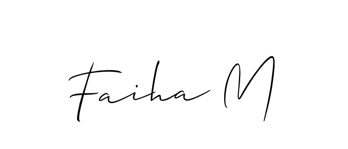 Also You can easily find your signature by using the search form. We will create Faiha M name handwritten signature images for you free of cost using Allison_Script sign style. Faiha M signature style 2 images and pictures png