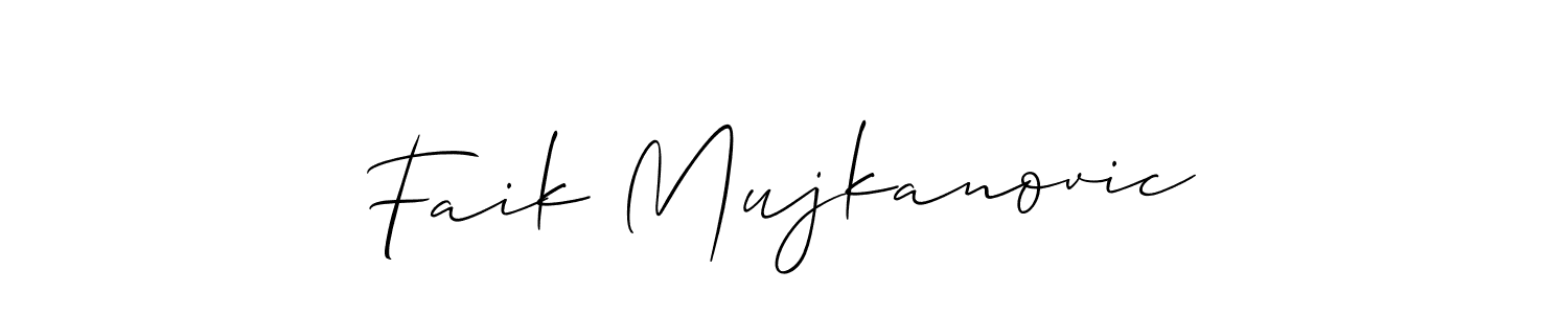 The best way (Allison_Script) to make a short signature is to pick only two or three words in your name. The name Faik Mujkanovic include a total of six letters. For converting this name. Faik Mujkanovic signature style 2 images and pictures png