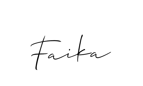 Design your own signature with our free online signature maker. With this signature software, you can create a handwritten (Allison_Script) signature for name Faika. Faika signature style 2 images and pictures png