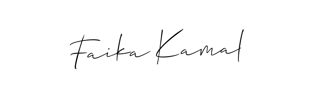 Create a beautiful signature design for name Faika Kamal. With this signature (Allison_Script) fonts, you can make a handwritten signature for free. Faika Kamal signature style 2 images and pictures png