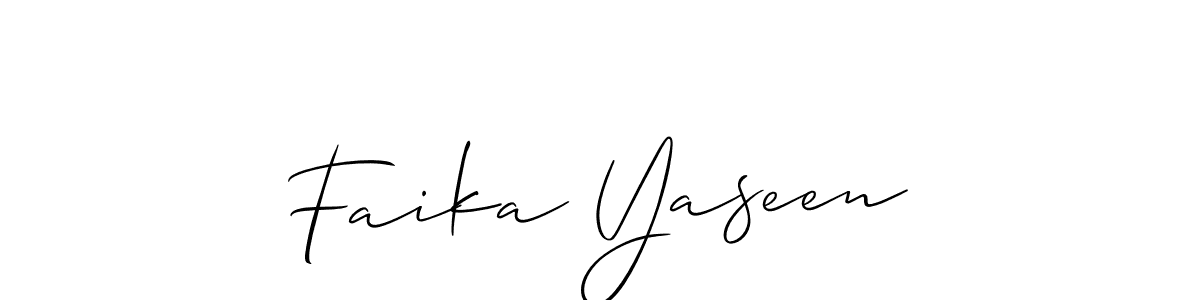 Make a beautiful signature design for name Faika Yaseen. With this signature (Allison_Script) style, you can create a handwritten signature for free. Faika Yaseen signature style 2 images and pictures png