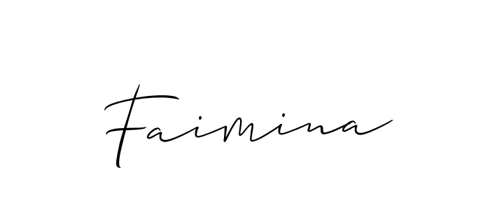 Make a beautiful signature design for name Faimina. With this signature (Allison_Script) style, you can create a handwritten signature for free. Faimina signature style 2 images and pictures png