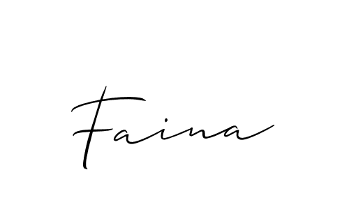 Create a beautiful signature design for name Faina. With this signature (Allison_Script) fonts, you can make a handwritten signature for free. Faina signature style 2 images and pictures png