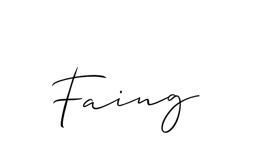 You should practise on your own different ways (Allison_Script) to write your name (Faing) in signature. don't let someone else do it for you. Faing signature style 2 images and pictures png